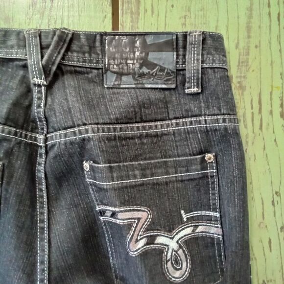 5ive Jungle & Co. Denim Jeans Men Size 32 Black Embroidered Back Pockets - Picture 9 of 13